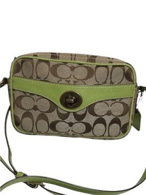 COACH Signature Turnlock Canvas and Leather Camera Bag